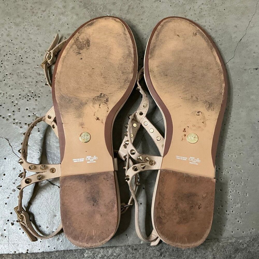 Zara Leather Studded Sandals - Picture 5 of 6